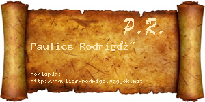 Paulics Rodrigó névjegykártya